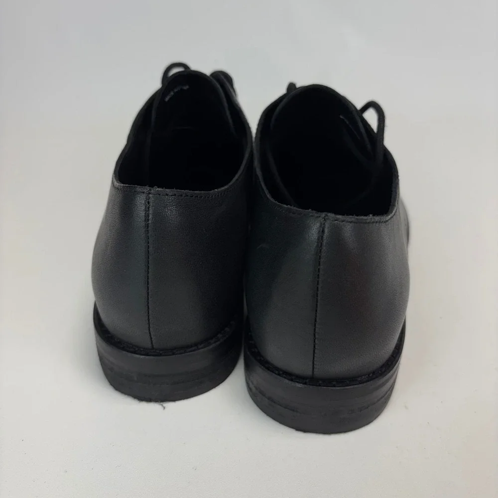 Eileen Fisher Oxford Shoes Women 7.5 Black Leather Lace Up Derby Minimalist Work